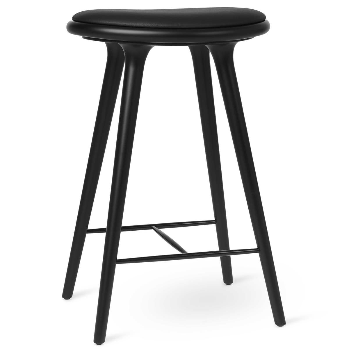 Mater Design High Stool Barkruk 69 Zwart Beuken Zwart Leer