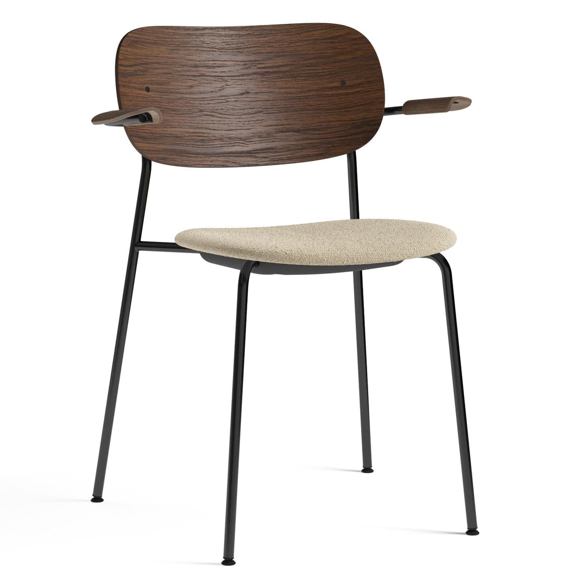 Audo Copenhagen Co Eetkamerstoel Met Arm Zitting Bouclé 02 Donker Eik/zwart - afbeelding 1