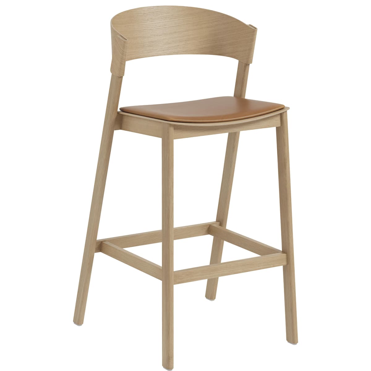 Muuto Cover Gestoffeerde Barkruk 75cm Cognac Eiken