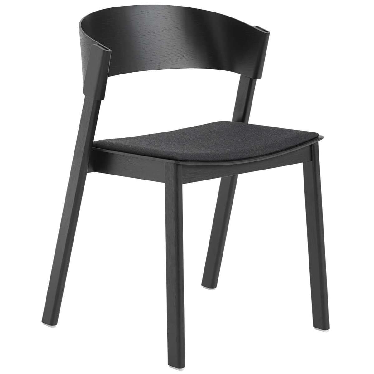 Muuto Cover Side Chair Eetkamerstoel Gestoffeerd Zwart Remix 183 - afbeelding 1