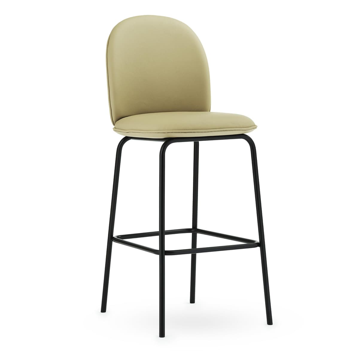 Normann Copenhagen Ace Barkruk 75 Zwart Gepoedercoat Onderstel Ultra Leder - afbeelding 1
