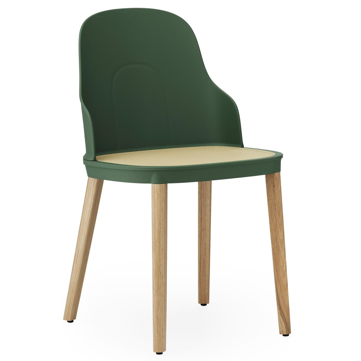 Normann Copenhagen Allez Wicker Stoel Gelakt Eiken Onderstel Park Green - afbeelding 1