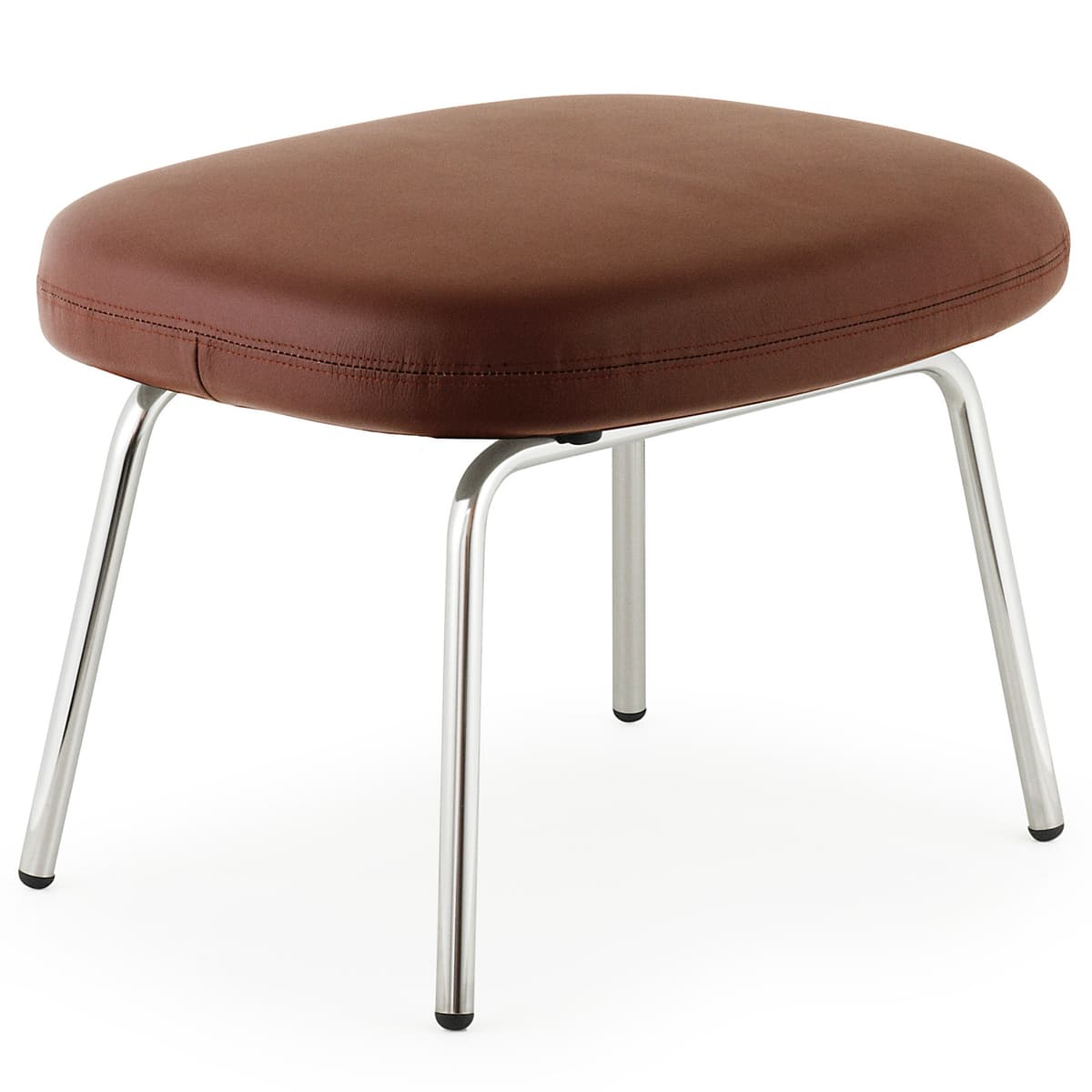 Normann Copenhagen Era Footstool Voetenbank Met Verchroomd Onderstel Leder Tango Bruin - afbeelding 1