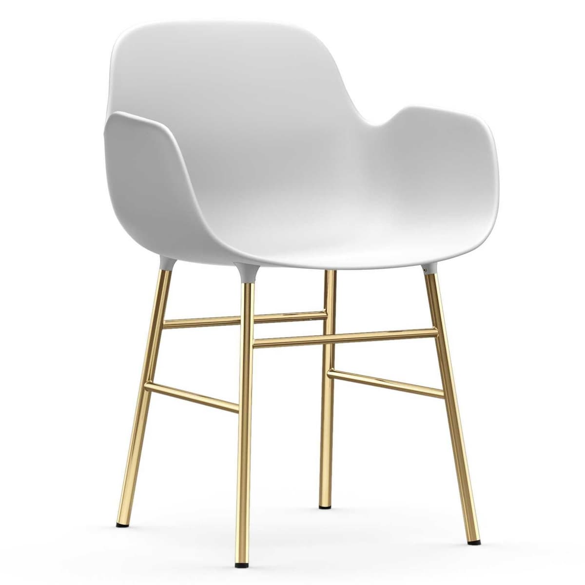 Normann Copenhagen Form Armchair Stoel Met Messing Onderstel Wit - afbeelding 1