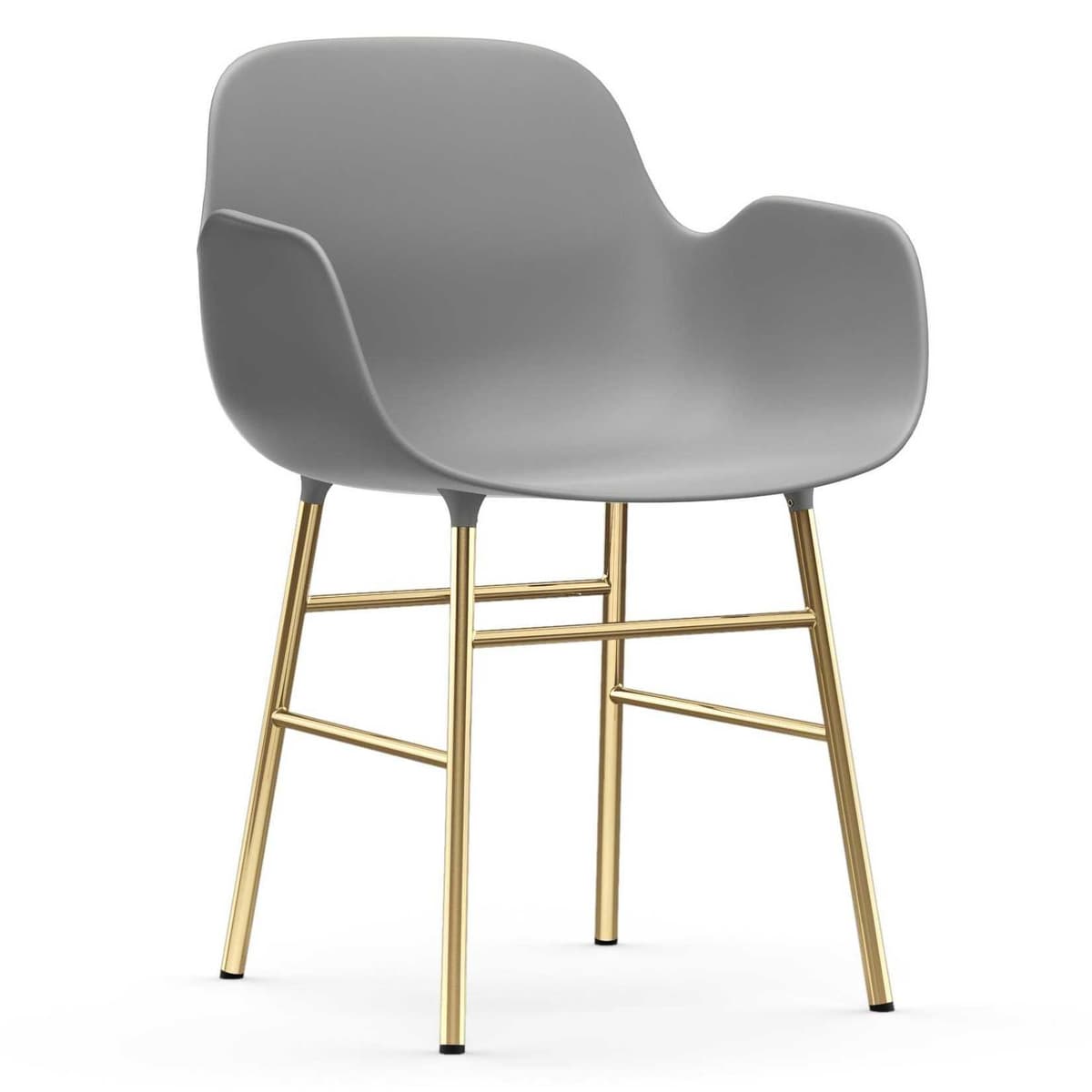 Normann Copenhagen Form Armchair Stoel Met Messing Onderstel Grijs - afbeelding 1