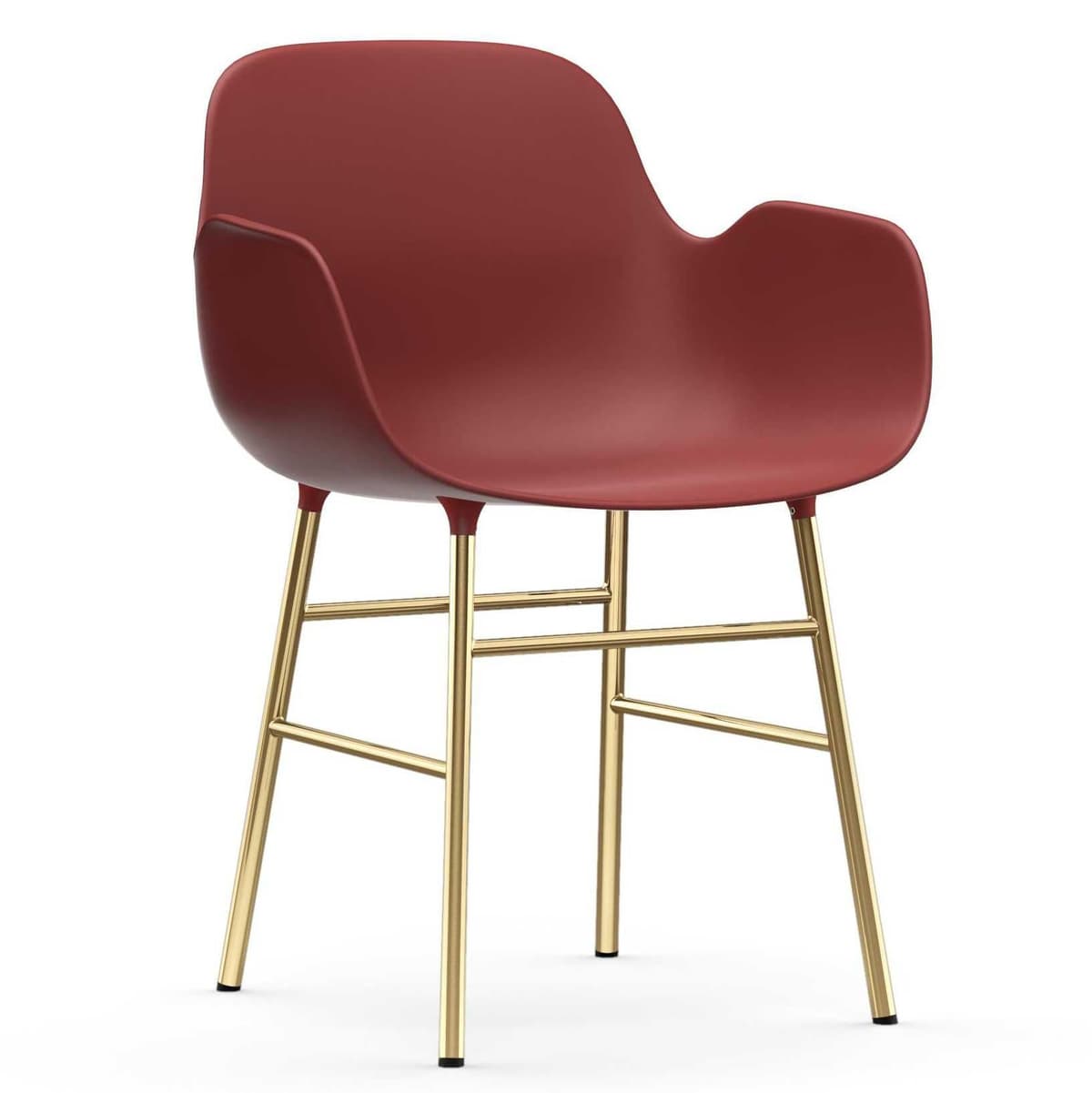 Normann Copenhagen Form Armchair Stoel Met Messing Onderstel Rood - afbeelding 1
