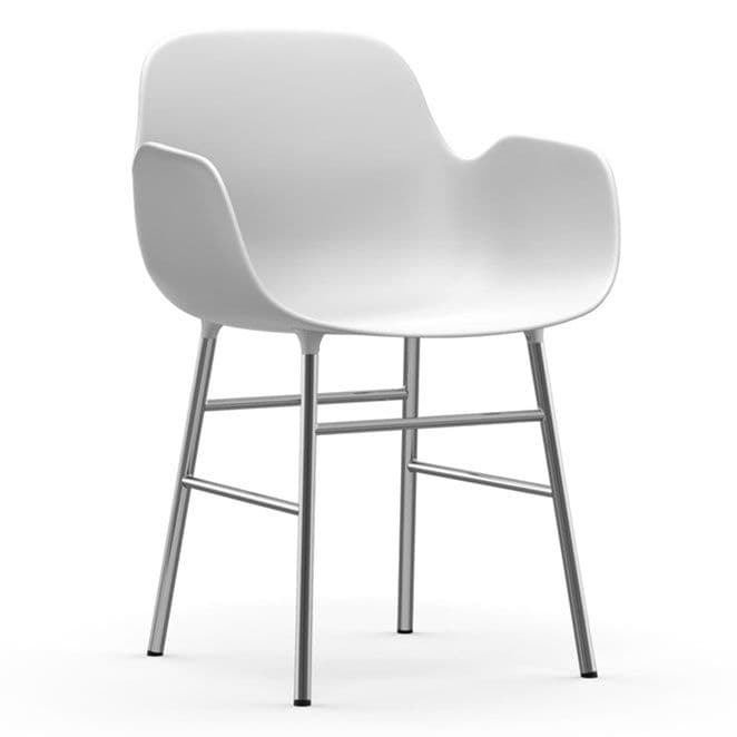 Normann Copenhagen Form Armchair Stoel Met Verchroomd Onderstel Wit - afbeelding 1