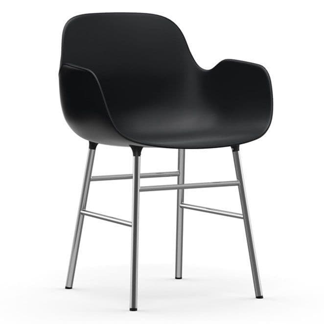 Normann Copenhagen Form Armchair Stoel Met Verchroomd Onderstel Zwart - afbeelding 1