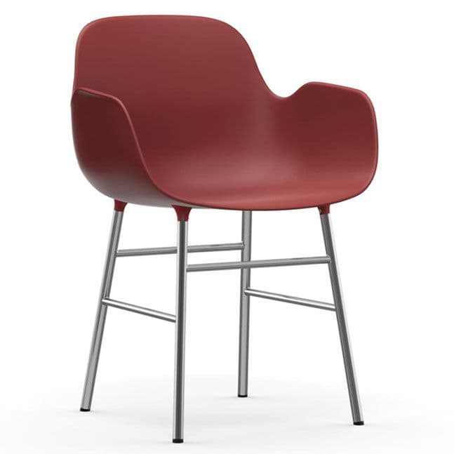 Normann Copenhagen Form Armchair Stoel Met Verchroomd Onderstel Rood - afbeelding 1