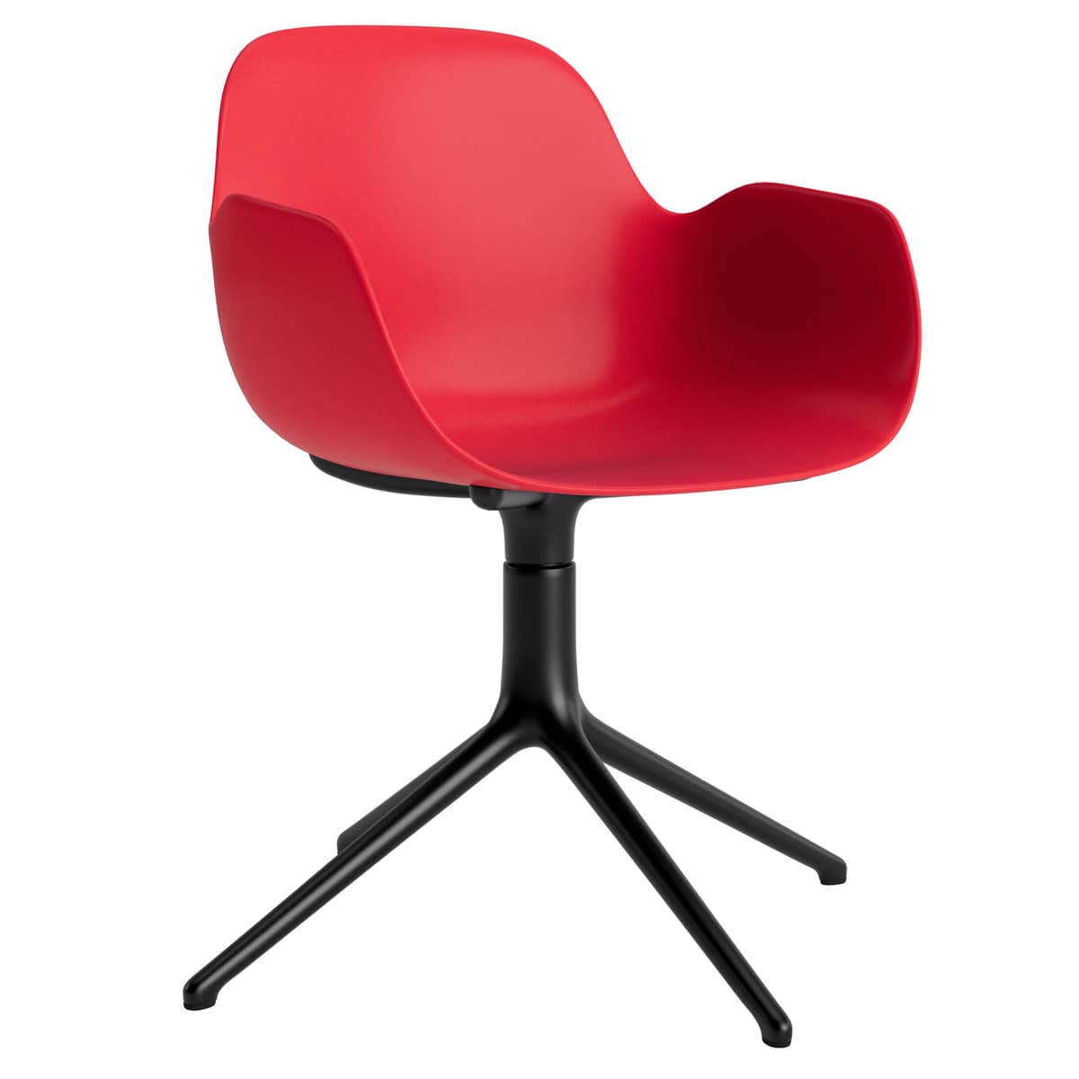 Normann Copenhagen Form Armchair Swivel Stoel Met Zwart Onderstel Felrood - afbeelding 1