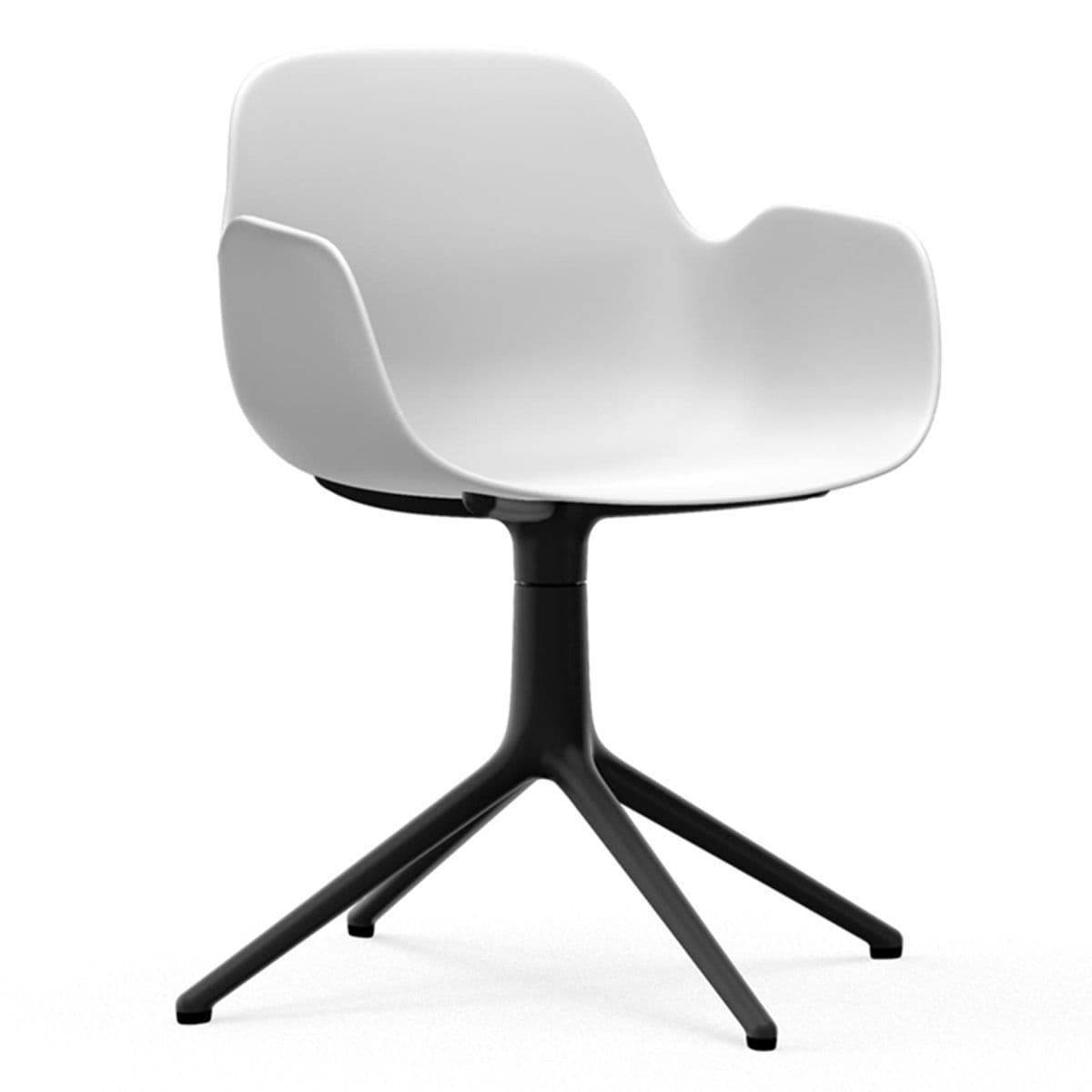 Normann Copenhagen Form Armchair Swivel Stoel Met Zwart Onderstel Wit - afbeelding 1
