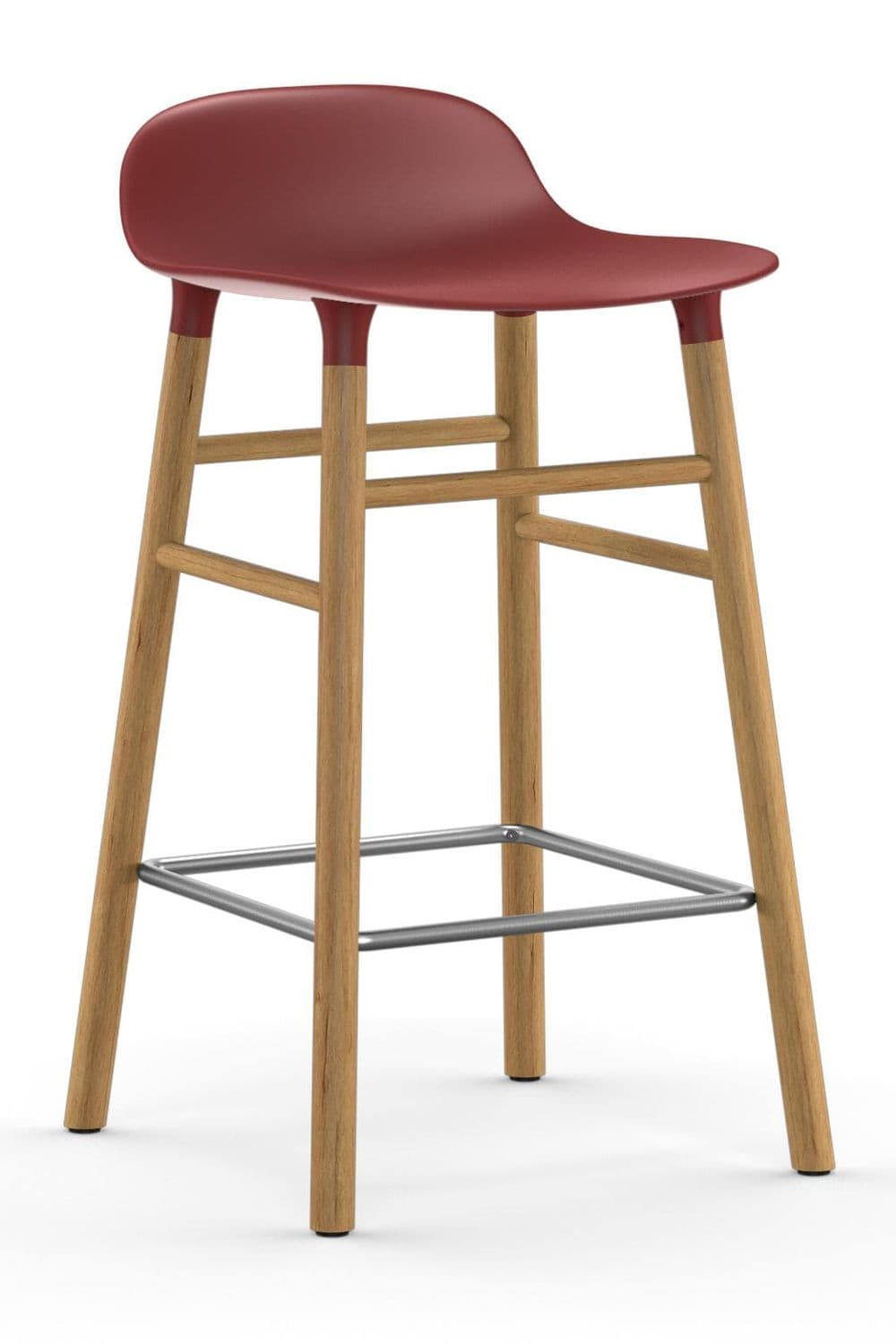 Normann Copenhagen Form Barstool Barkruk 65cm Met Eiken Onderstel Rood - afbeelding 1