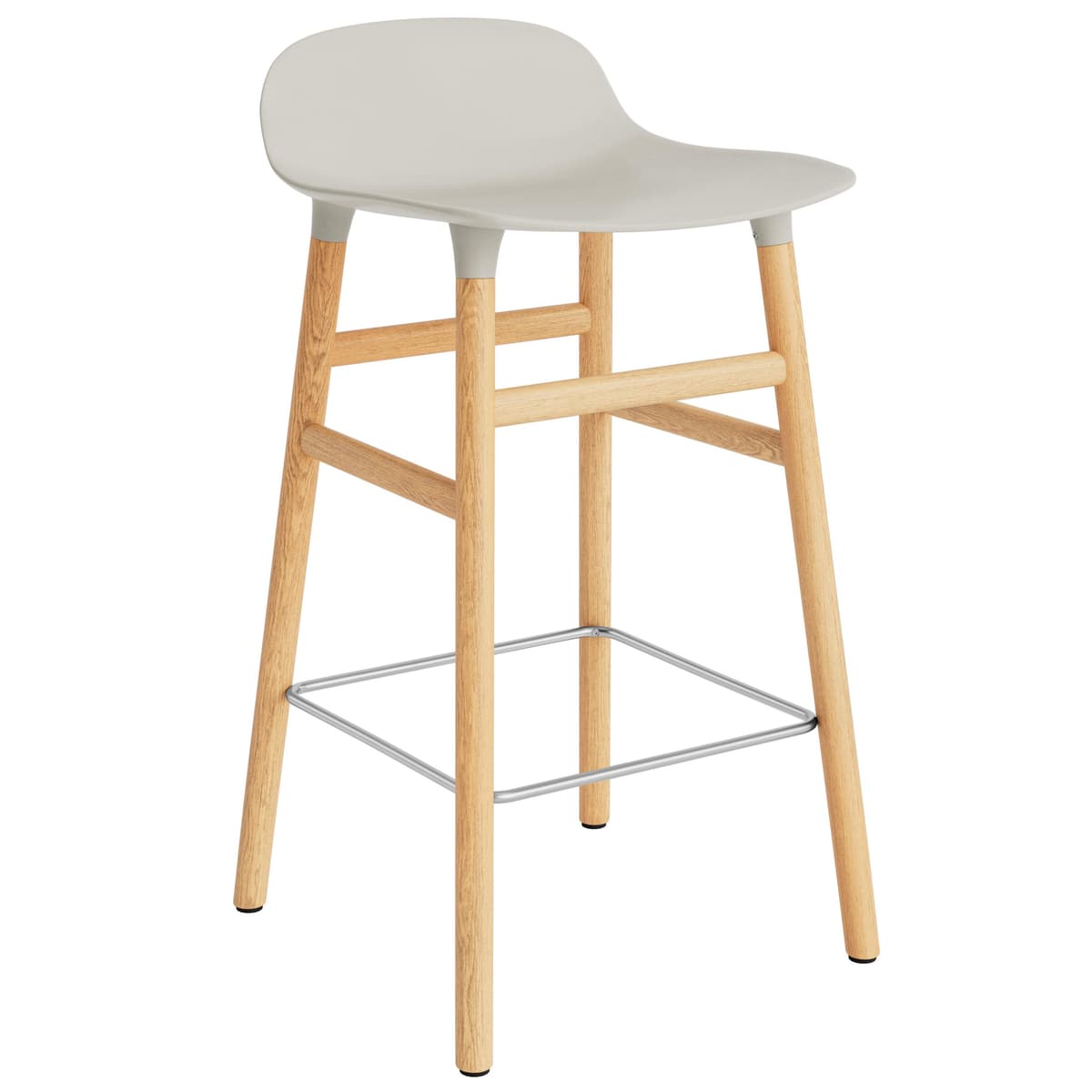 Normann Copenhagen Form Barstool Barkruk 65cm Met Eiken Onderstel Licht Grijs - afbeelding 1