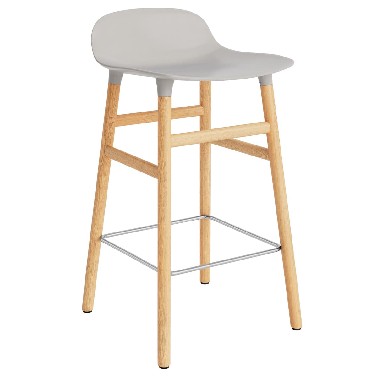Normann Copenhagen Form Barstool Barkruk 65cm Met Eiken Onderstel Warm Grijs - afbeelding 1