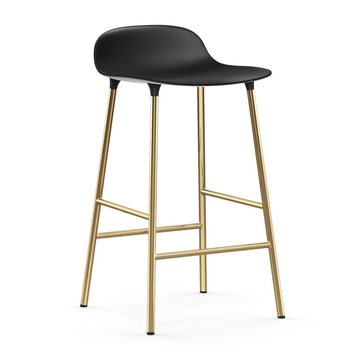 Normann Copenhagen Form Barstool Barkruk 65cm Met Messing Onderstel Zwart