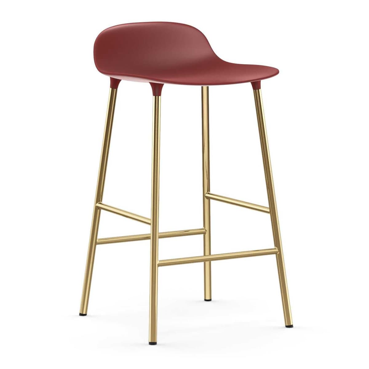 Normann Copenhagen Form Barstool Barkruk 65cm Met Messing Onderstel Rood
