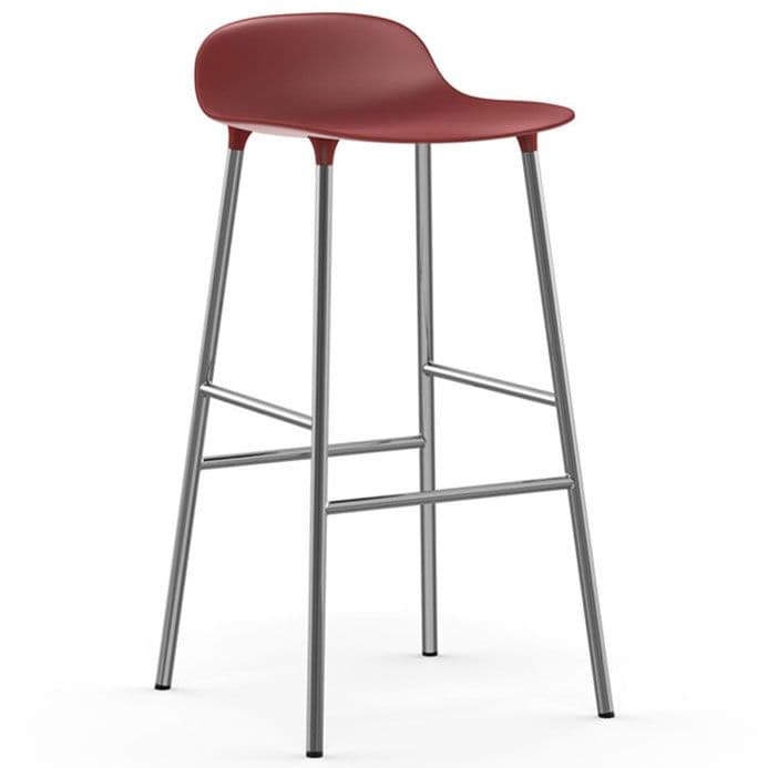 Normann Copenhagen Form Barstool Barkruk 75cm Met Verchroomd Onderstel Rood