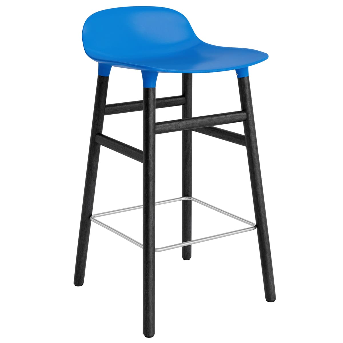 Normann Copenhagen Form Barstool Barkruk 65cm Met Zwart Onderstel Felblauw