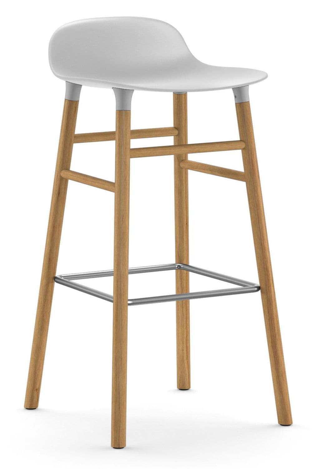 Normann Copenhagen Form Barstool Barkruk 75cm Met Eiken Onderstel Wit - afbeelding 1