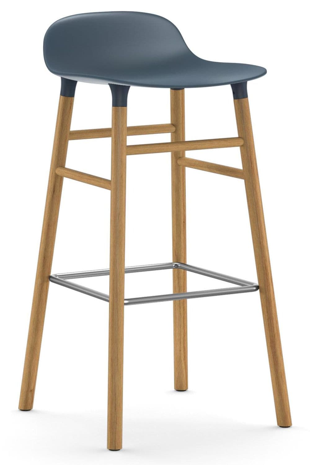 Normann Copenhagen Form Barstool Barkruk 75cm Met Eiken Onderstel Blauw