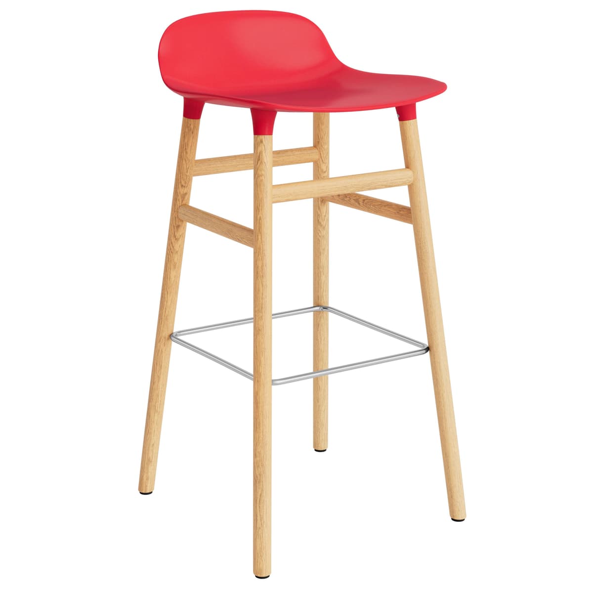 Normann Copenhagen Form Barstool Barkruk 75cm Met Eiken Onderstel Felrood