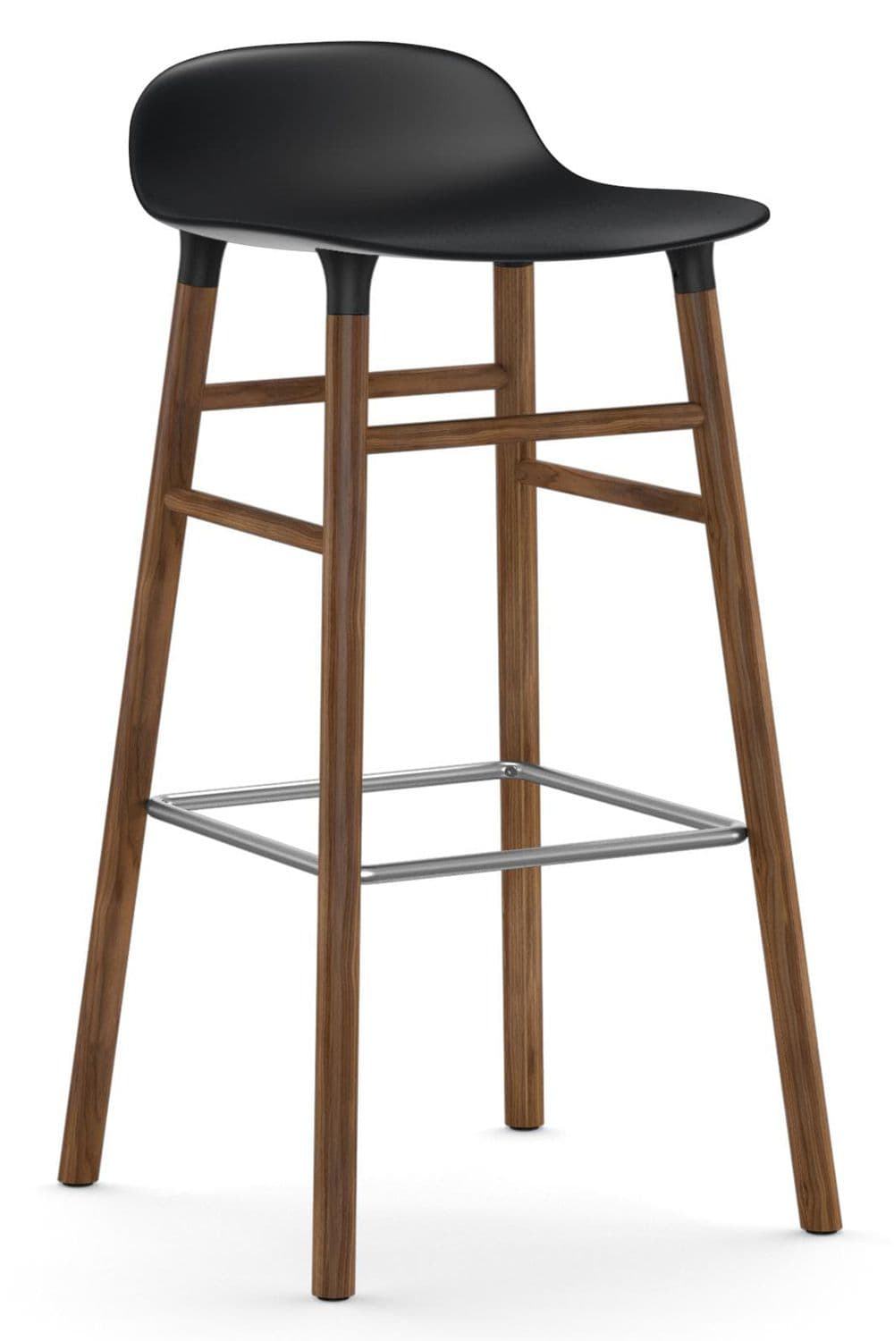 Normann Copenhagen Form Barstool Barkruk 75cm Met Walnoten Onderstel Zwart