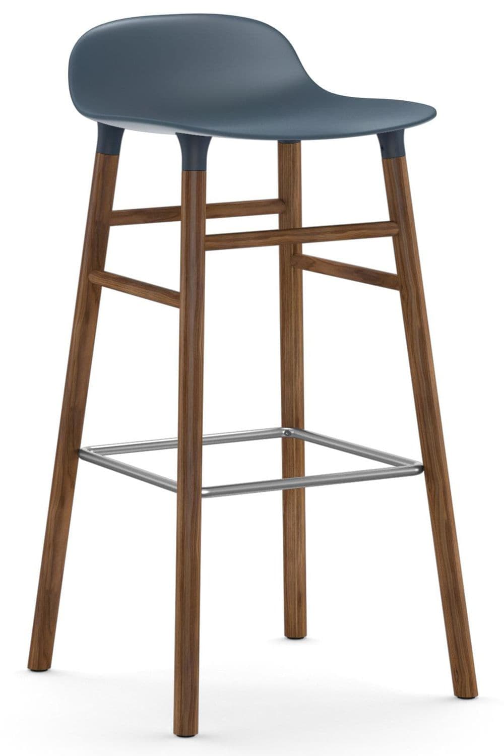 Normann Copenhagen Form Barstool Barkruk 75cm Met Walnoten Onderstel Blauw - afbeelding 1
