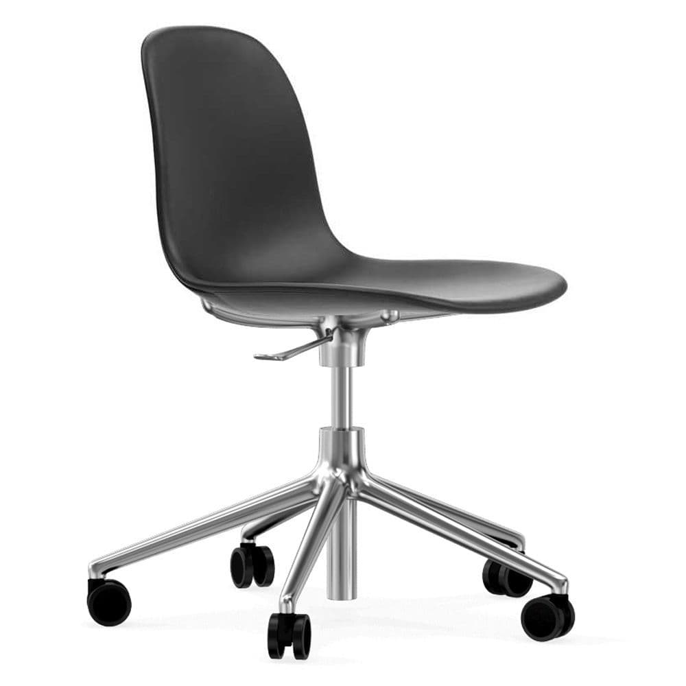 Normann Copenhagen Form Chair Bureaustoel Met Aluminium Onderstel Ultra Leder 41599 Zwart - afbeelding 1