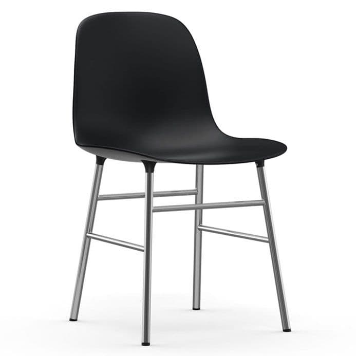 Normann Copenhagen Form Chair Stoel Met Verchroomd Onderstel Zwart - afbeelding 1
