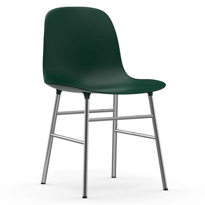 Normann Copenhagen Form Chair Stoel Met Verchroomd Onderstel Groen - afbeelding 1