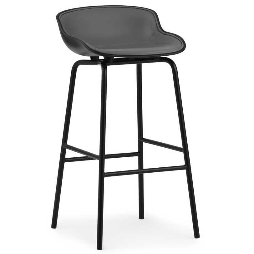 Normann Copenhagen Hyg Barkruk 75 Cm Front Upholstery Zwart Leer - afbeelding 1