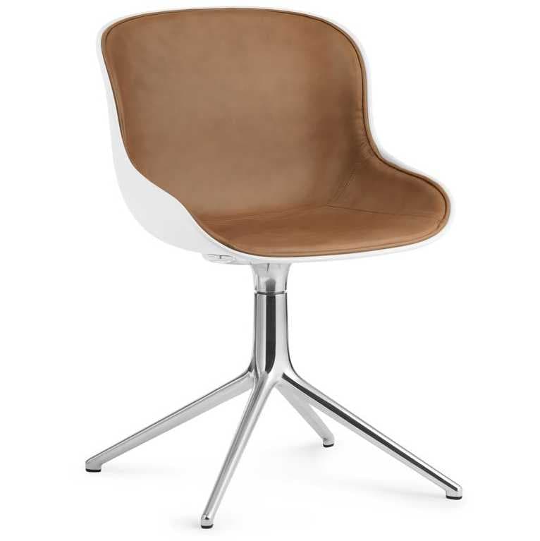 Normann Copenhagen Hyg Stoel Front Upholstery Met Swivel Onderstel Wit / Leer - afbeelding 1