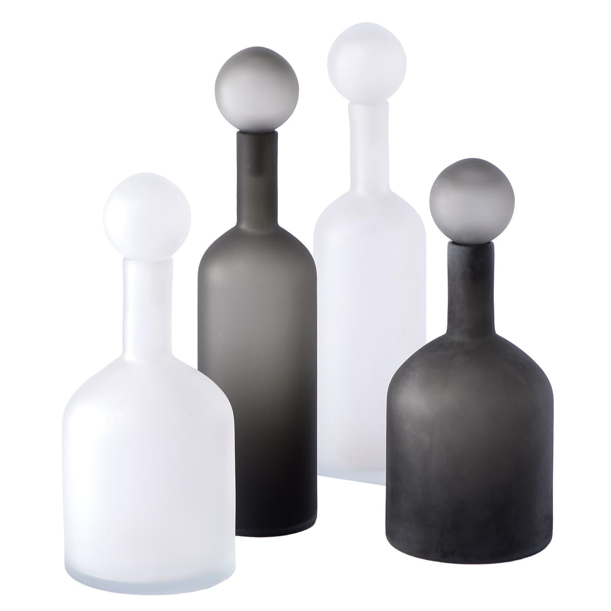 POLSPOTTEN Bubbles&Bottles Karaf Set Van 4 Black/white