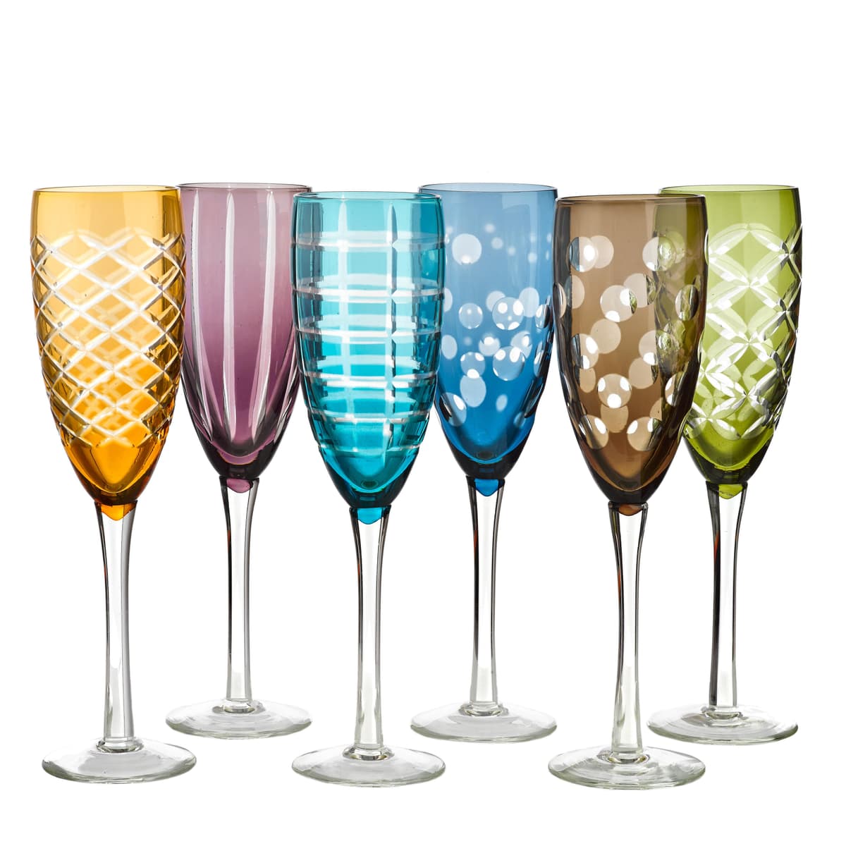 POLSPOTTEN Multicolour Cuttings Champagneglas Set Van 6 - afbeelding 1