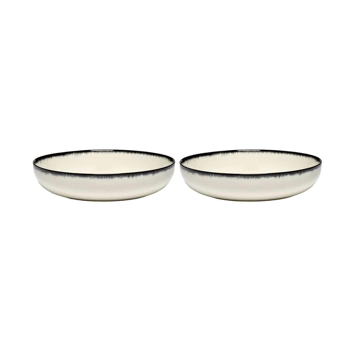 Serax Dé Tableware By Ann Demeulemeester Diep Bord Ø18,5 Set Van 2 White/Black A