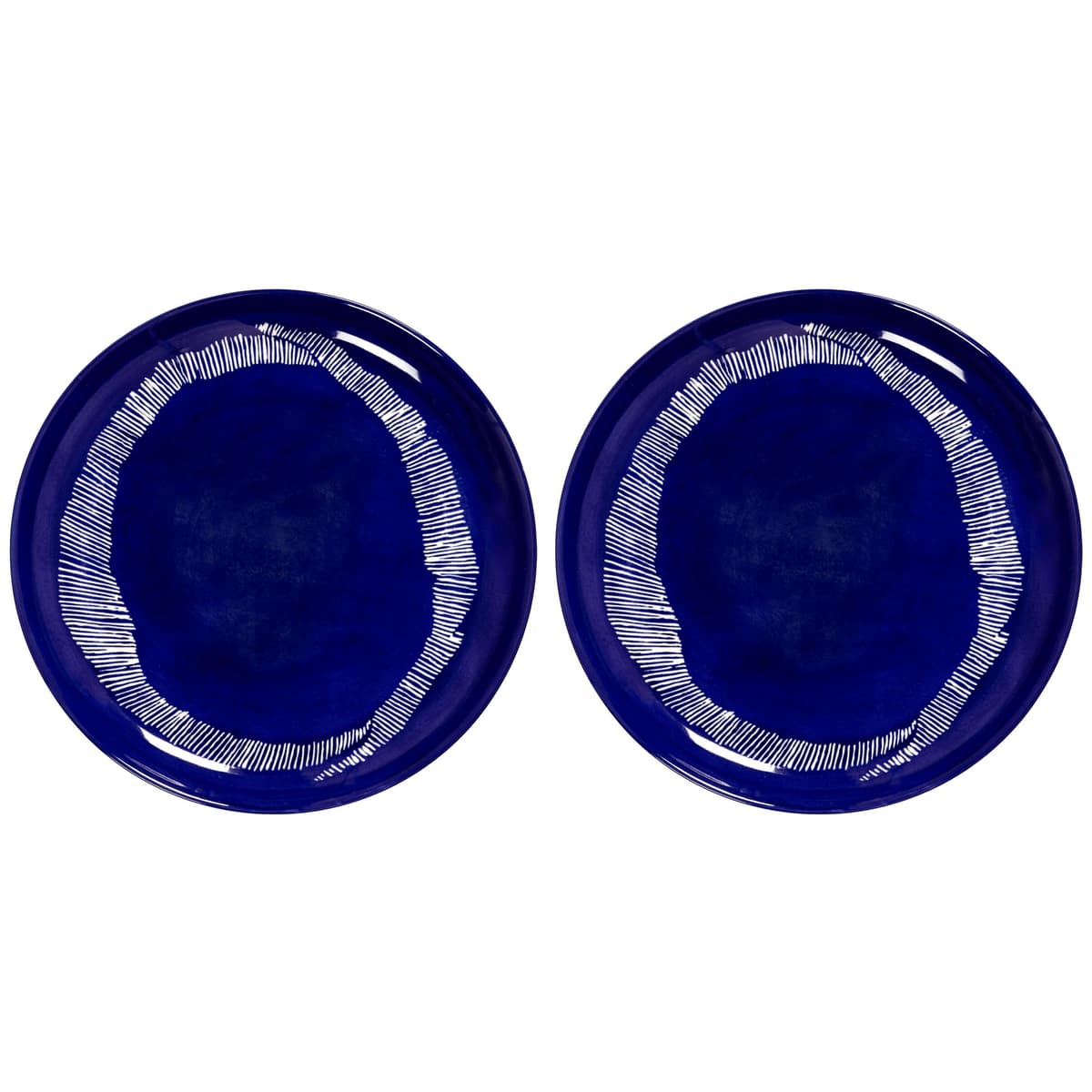 Serax Feast By Ottolenghi DinerbordØ22.5 Set Van 2 Dark Blue/White Stripes