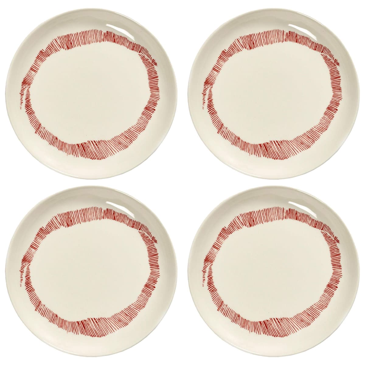 Serax Feast By Ottolenghi GebaksbordjeØ16 Set Van 4 White/Red Stripes