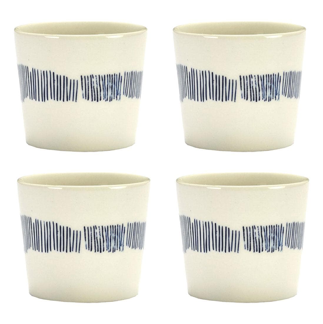 Serax Feast By Ottolenghi Mok 15cl Set Van 4 White/Blue Stripes