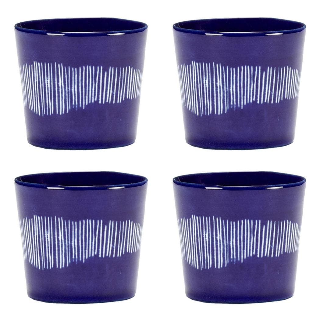 Serax Feast By Ottolenghi Mok 15cl Set Van 4 Dark Blue/White Stripe