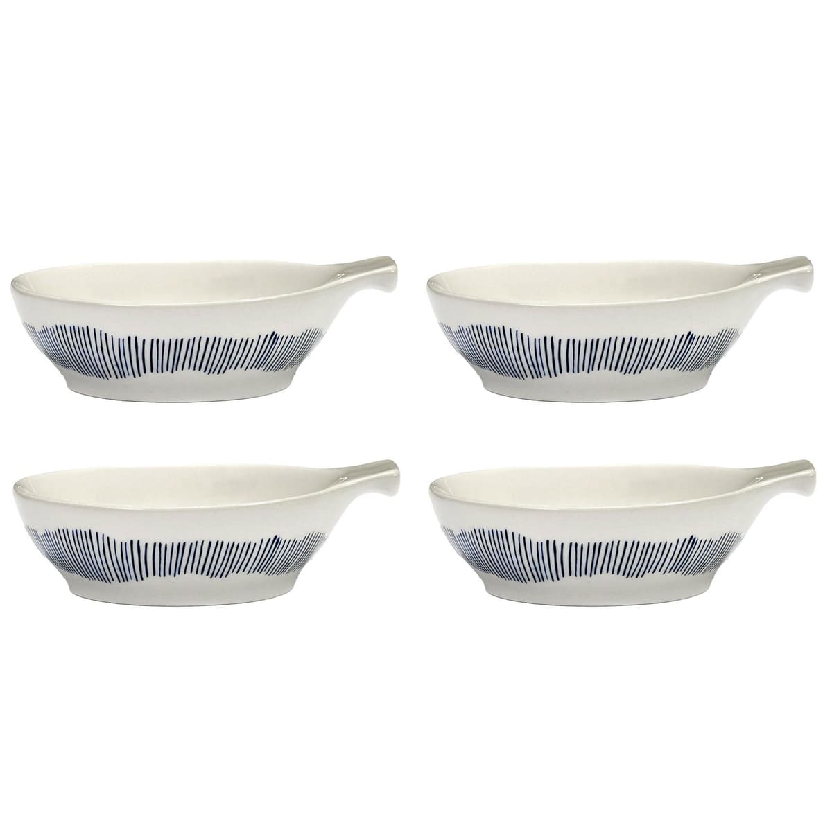 Serax Feast By Ottolenghi Tapassschaal 11x13 Set Van 4 White/Blue Stripes