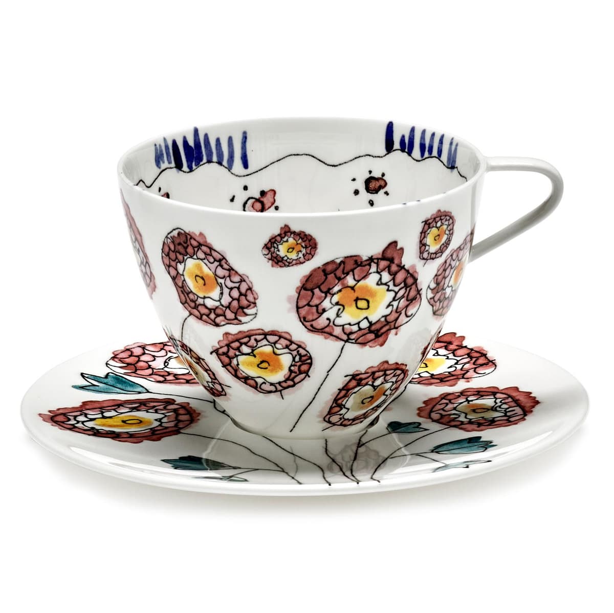 Serax Midnight Flowers By Marni Anemone Milk Cappuccino Mok + Schotel