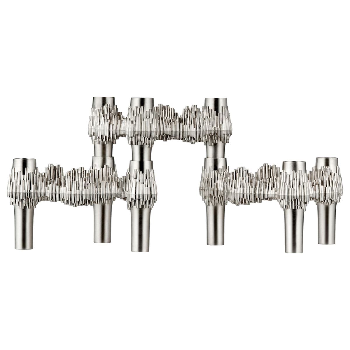 Stoff Nagel Quist Kandelaar Set Van 3 Geborsteld Chroom - afbeelding 1
