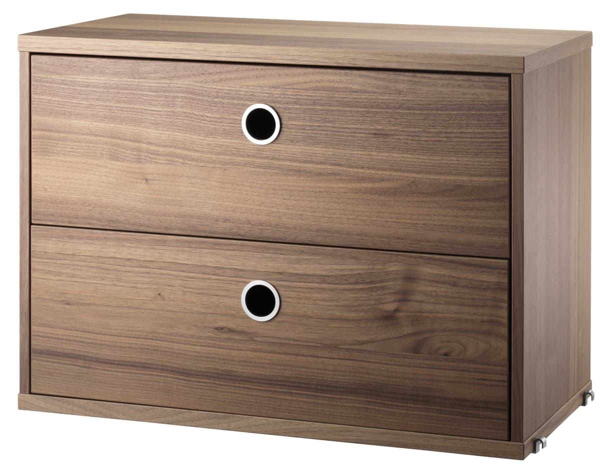 String Furniture Cabinet With Two Drawers 58 X 30 X 42 Cm Walnoot