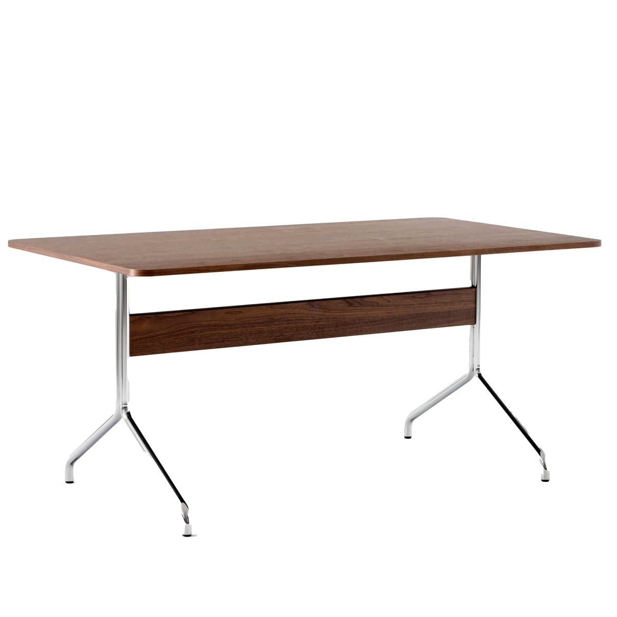 &tradition Pavilion AV18 Tafel 160x90 Chrome Onderstel Walnoot Gelakt - afbeelding 1