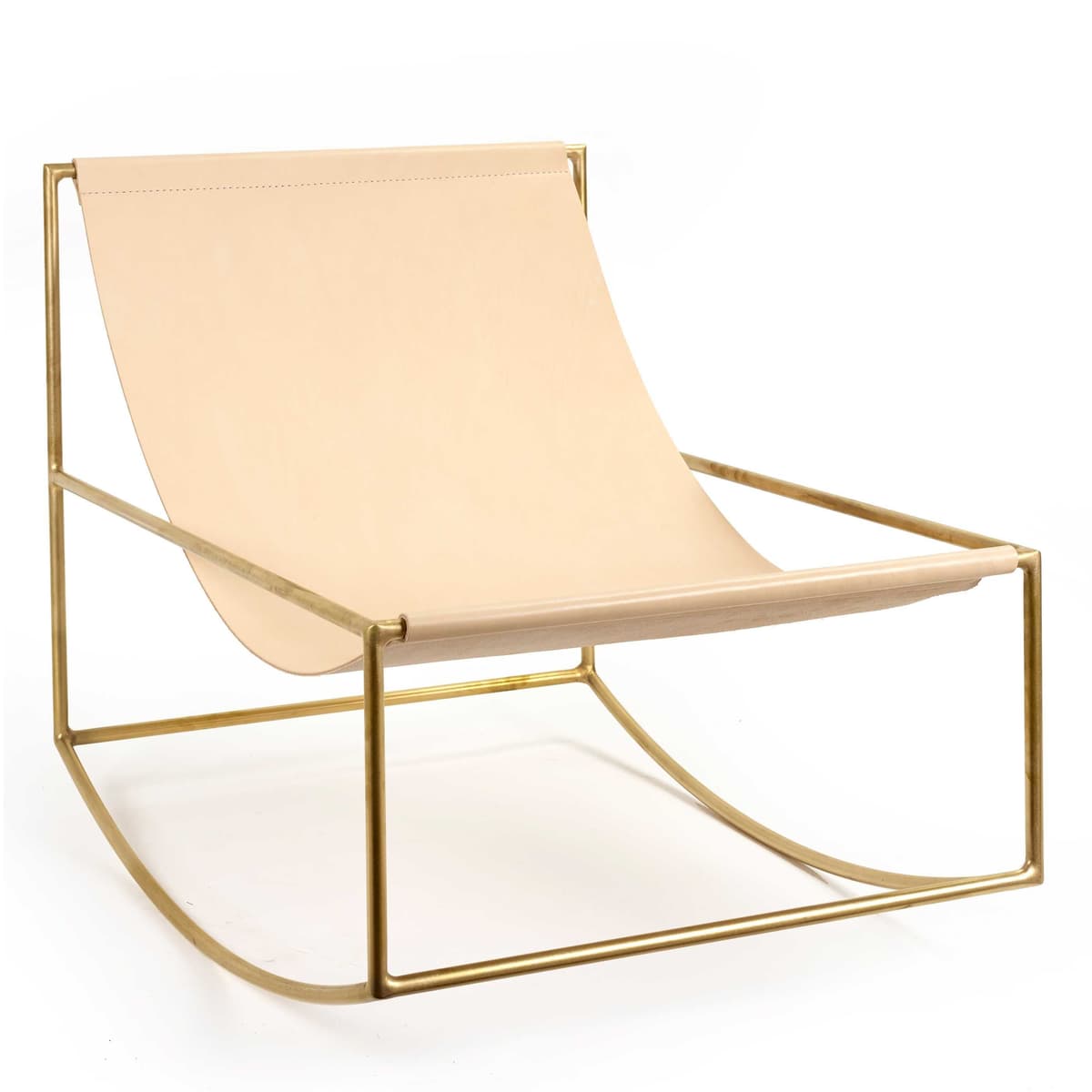 Valerie Objects Rocking Chair Schommelstoel Leer Onderstel Messing