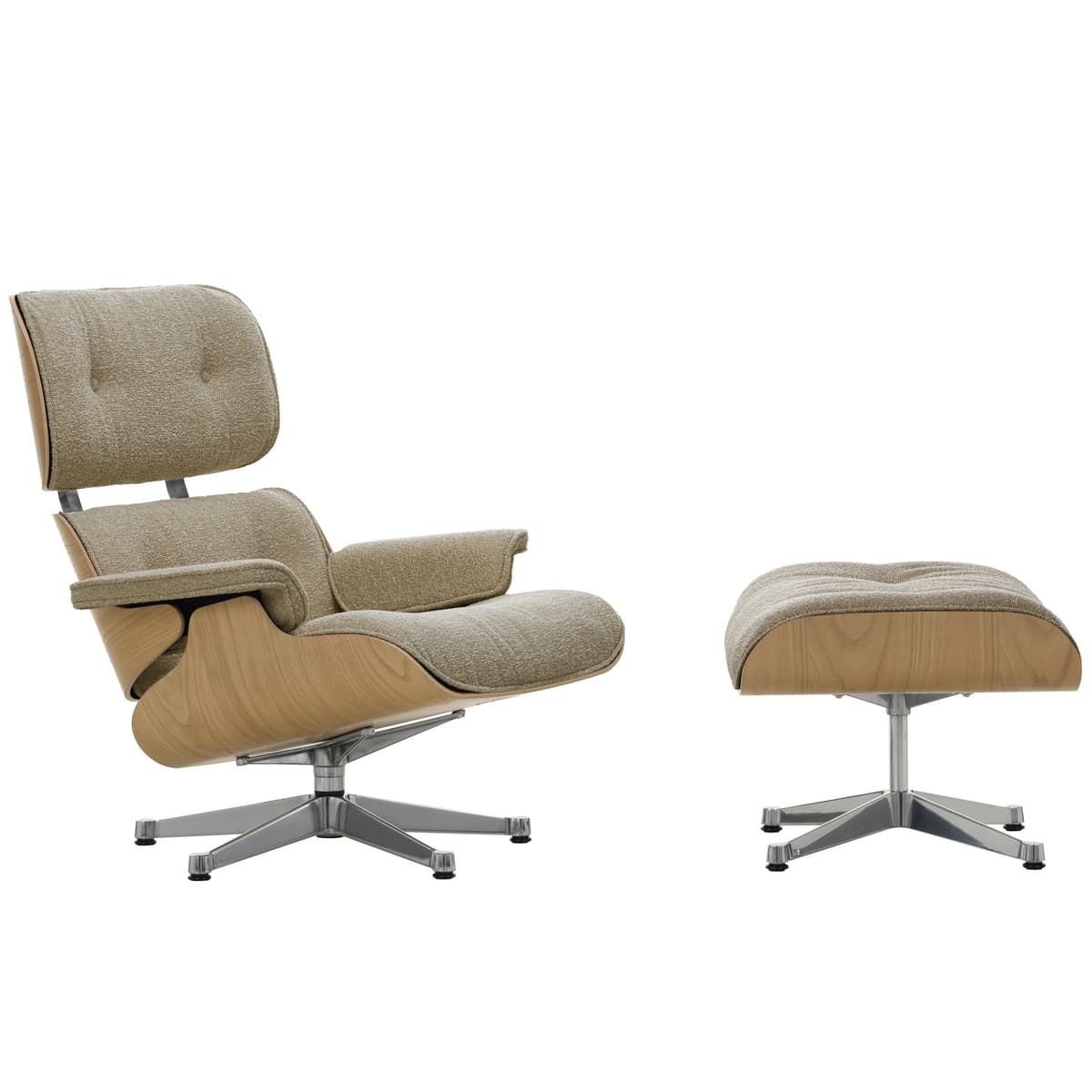 Vitra Eames Lounge Chair En Ottoman Kastanje Naturel (nieuwe Afmeting) Gepolijst Onderstel/zitting Nubia Bamboo/Terra - afbeelding 1