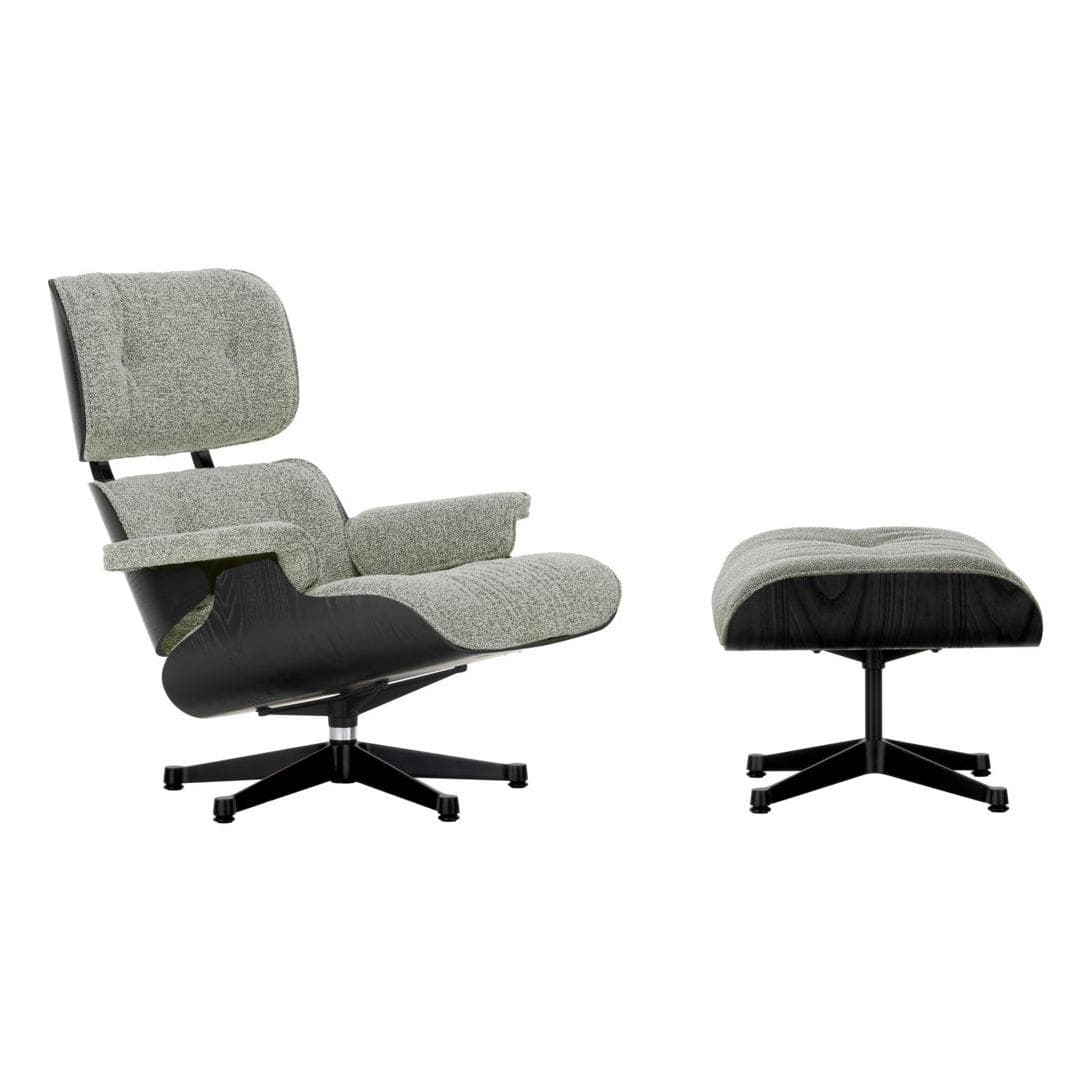 Vitra Eames Lounge Chair En Ottoman Kastanje Zwart (nieuwe Afmeting) Zwart Onderstel/zitting Nubia Salt'n Pepper - afbeelding 1