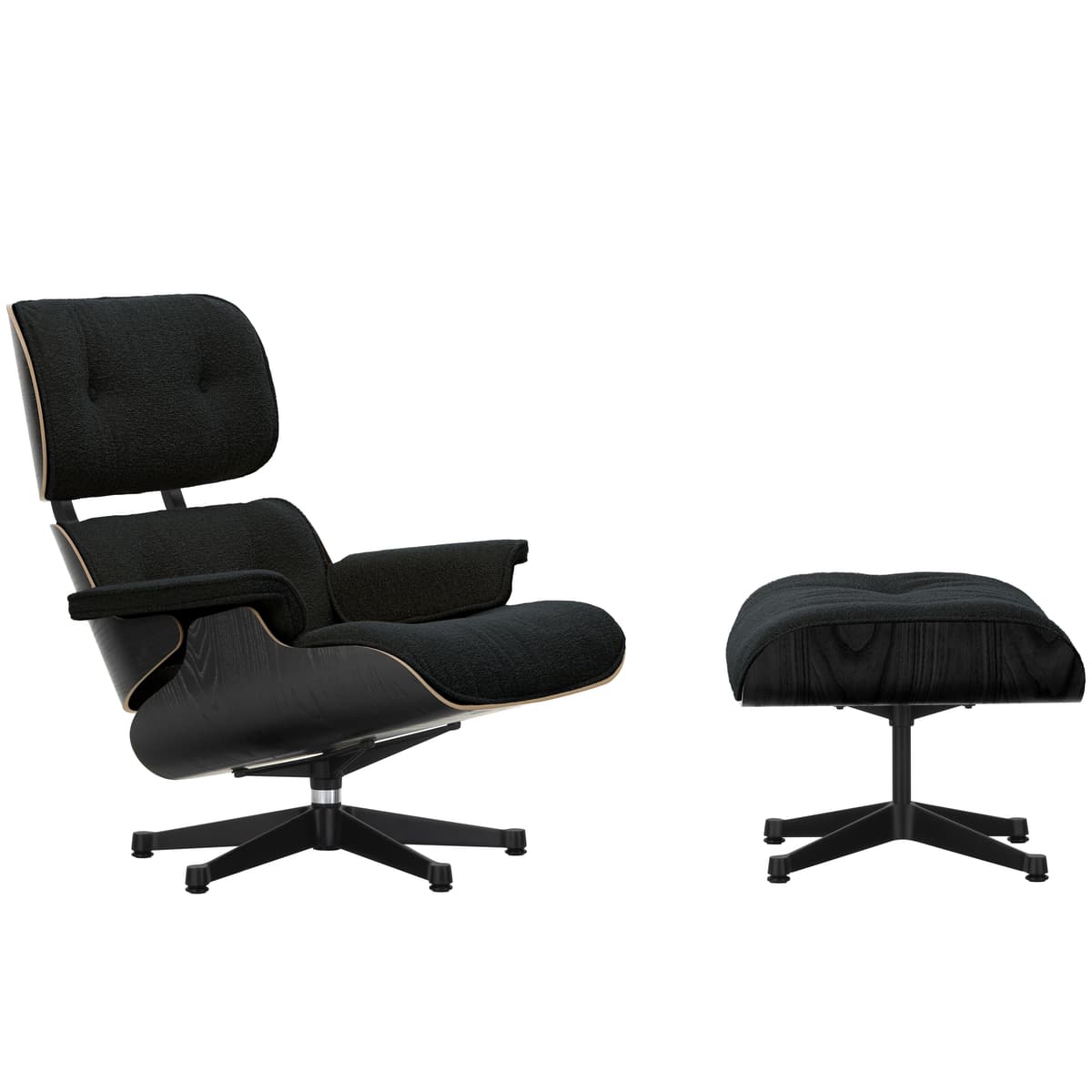 Vitra Eames Lounge Chair En Ottoman Kastanje Zwart (nieuwe Afmeting) Zwart Onderstel/zitting Nubia Antraciet - afbeelding 1