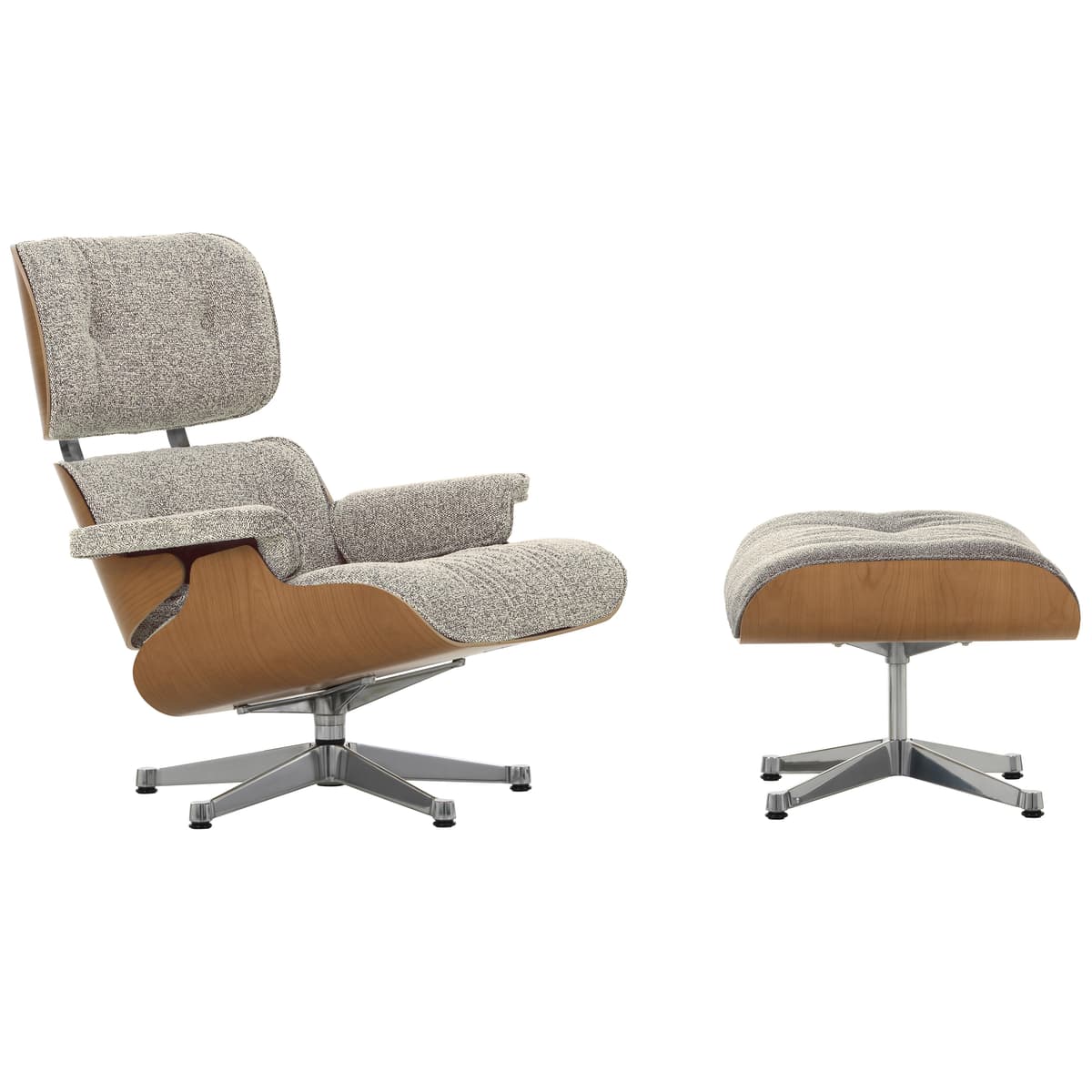 Vitra Eames Lounge Chair En Ottoman Roodenhout Naturel (nieuwe Afmeting) Gepolijst Onderstel/zitting Nubia Crème/Bruin - afbeelding 1