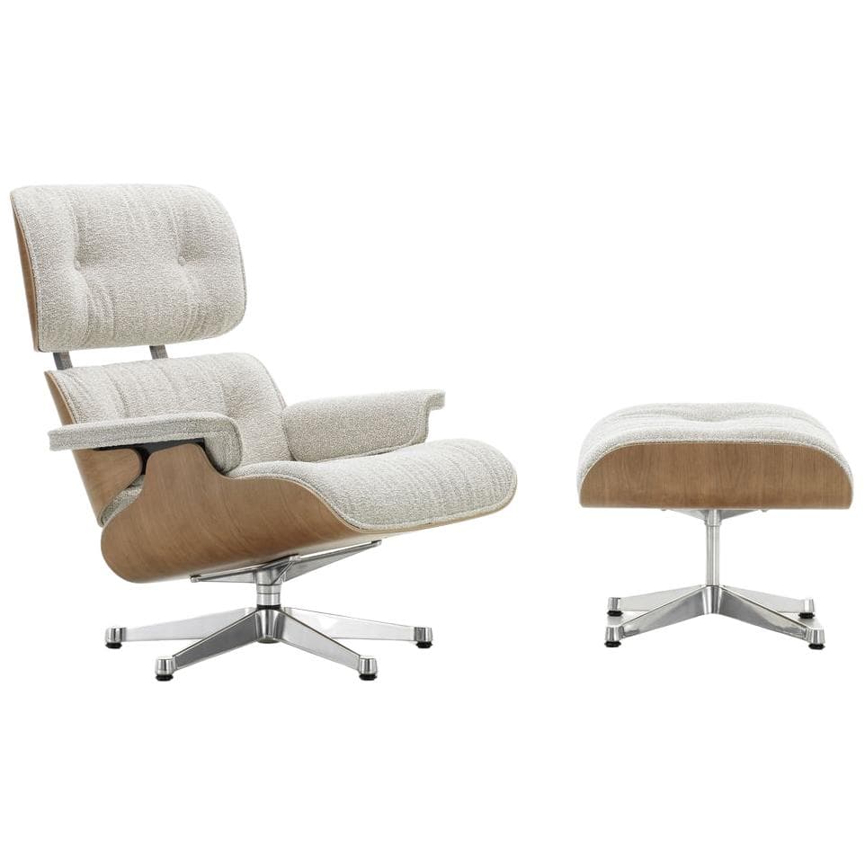 Vitra Eames Lounge Chair En Ottoman Roodenhout Naturel (nieuwe Afmeting) Gepolijst Onderstel/zitting Nubia Crème/Sand - afbeelding 1
